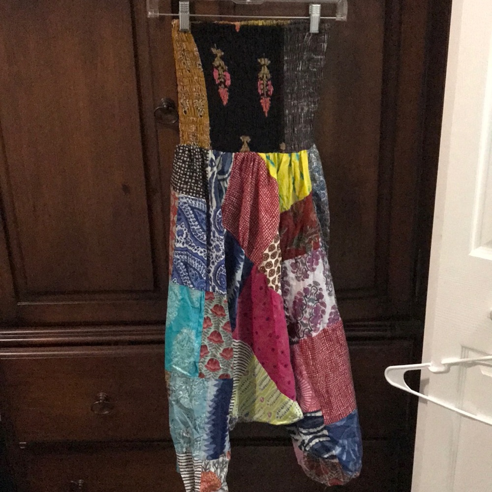 Patchwork Strapless Jumpsuit